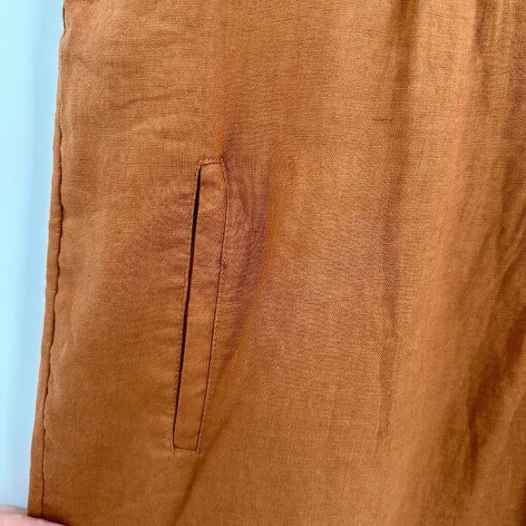 Quince Terracotta Orange Linen Sleeveless Swing Mini Dress sz S Women's NWT - Picture 3 of 6